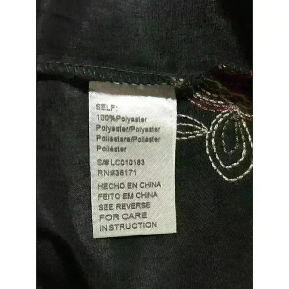 Lucca Black Embroidered Long sleeve‎ top Sz S - Picture 8 of 9